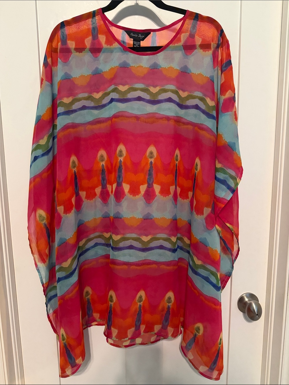 Vintage Charlie Paige Colorful Sheer Multicolor Thigh Length Kaftan